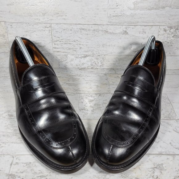 Allen Edmonds Men\'s Black Glenfield Split Toe Penny Loafers Shoes Size 9.5 D